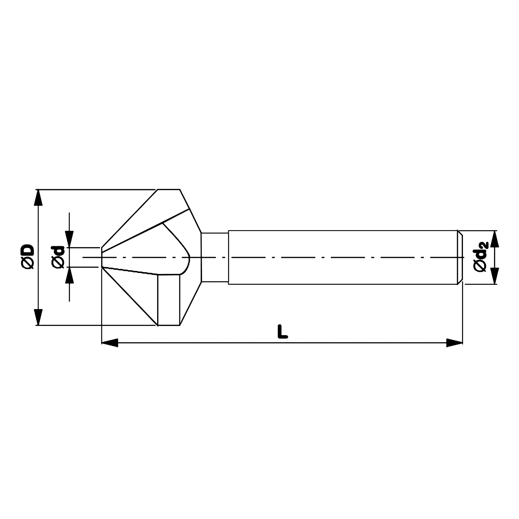 Зенковка по металлу Bucovice 120° 10,4мм HSS 3z L54мм d6мм 830104