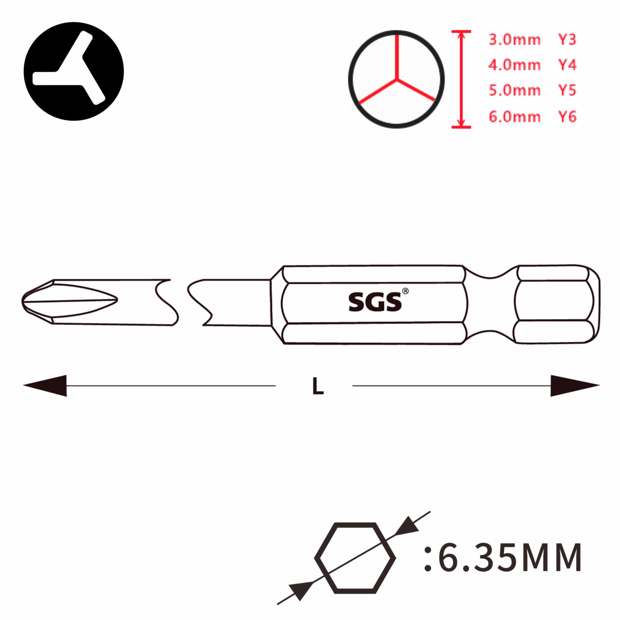 Бита SGS Tri-Wing TW5х50мм S2 1шт 6350-Y5.0