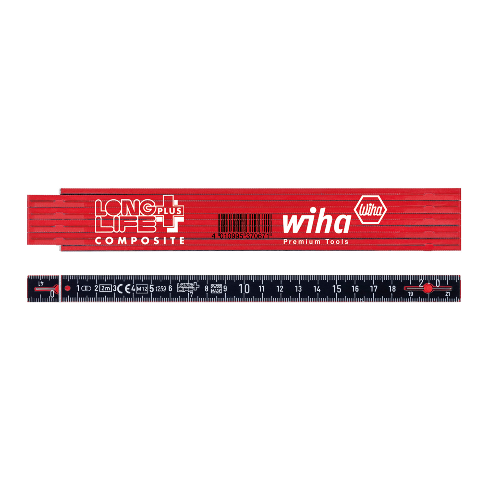 Метр складной 2м х15мм Longlife Plus Composite (Красный/Черный) Wiha 4102005 37067