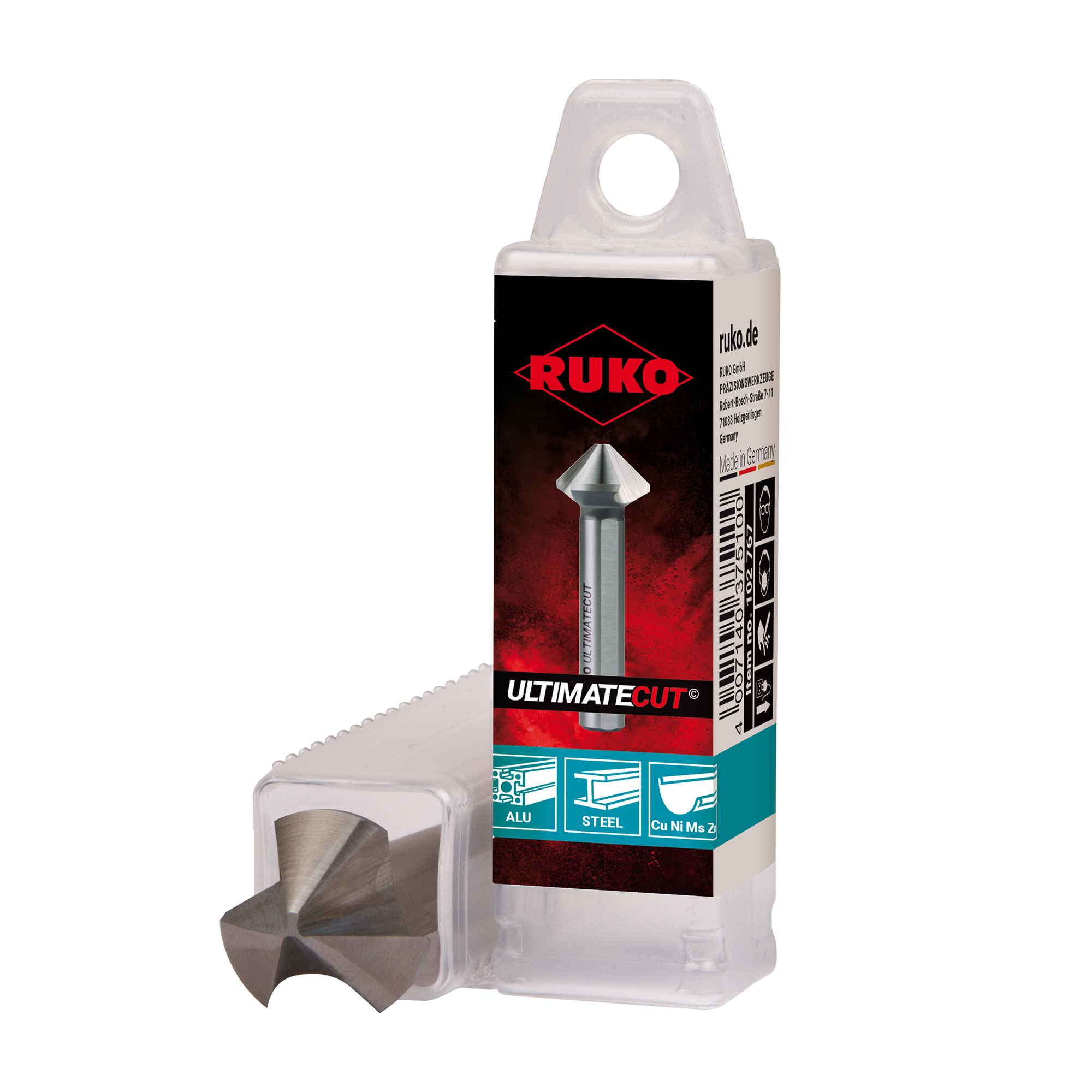 Зенковка по металлу Ruko UltimateCut 90° 12,4мм HSS-G 3z DIN335C L56мм d8мм 102776