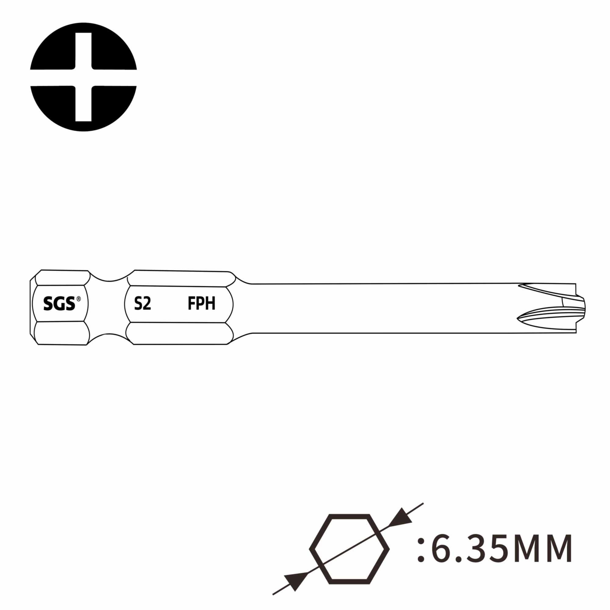 Бита для автоматов ударная Impact SGS Plus/Minus SL/PH1х65мм 10шт 6365-4,5-FPH1-10