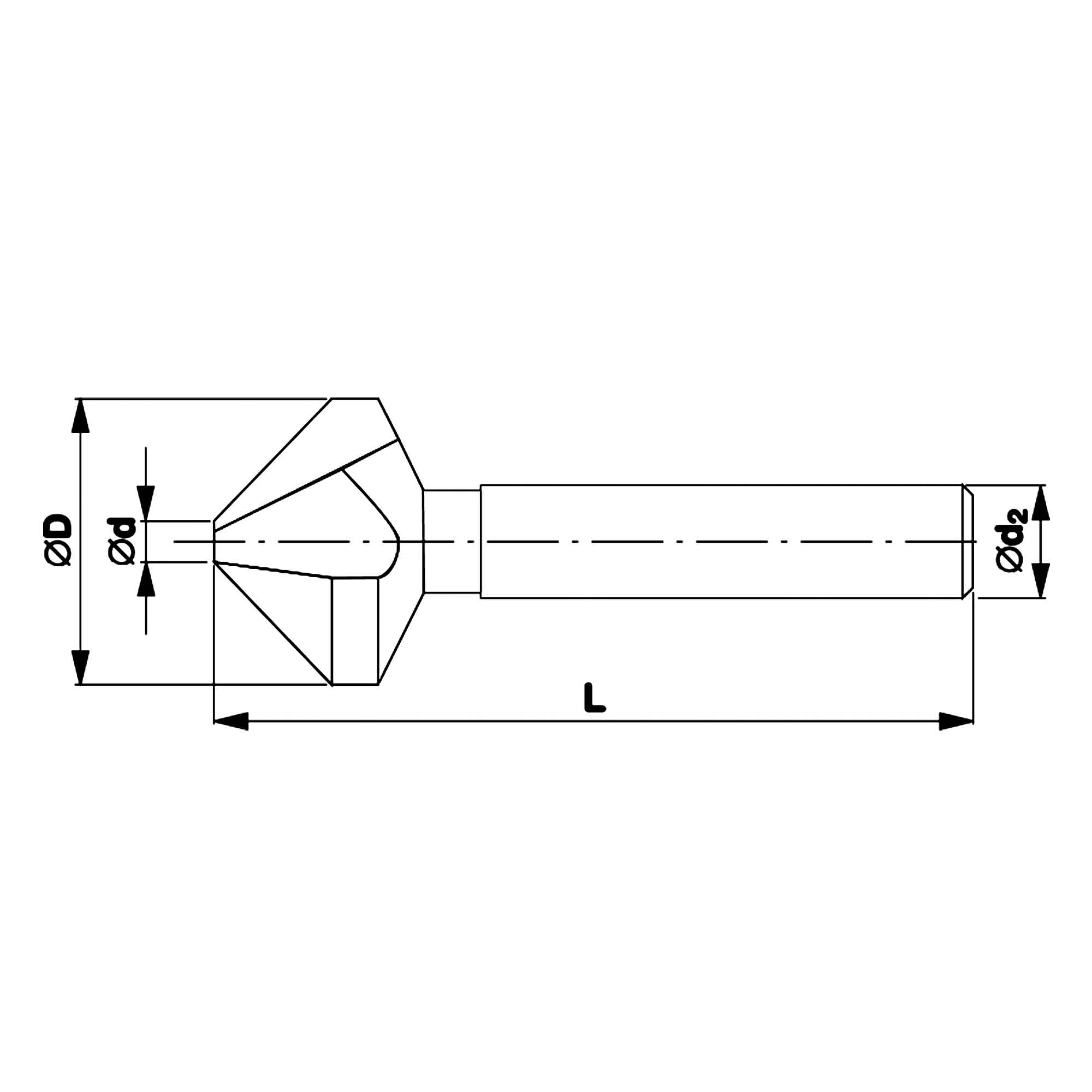 Зенковка по металлу Bucovice 120° 12,4мм HSSE-Co5 TiN 3z L54мм d8мм 891124