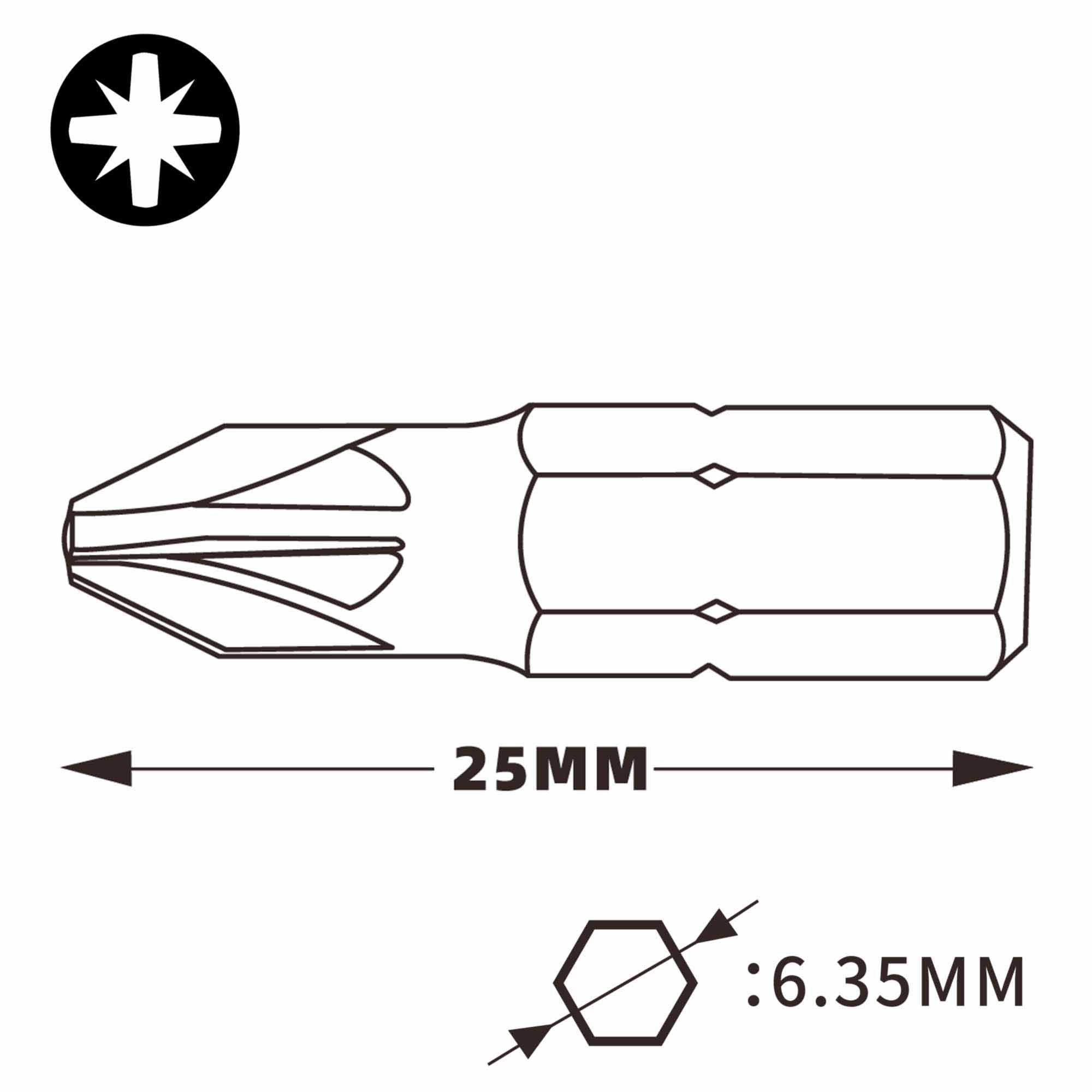 Бита Wiha Torsion Diamond PZ3х25мм 7012D 1шт 21202