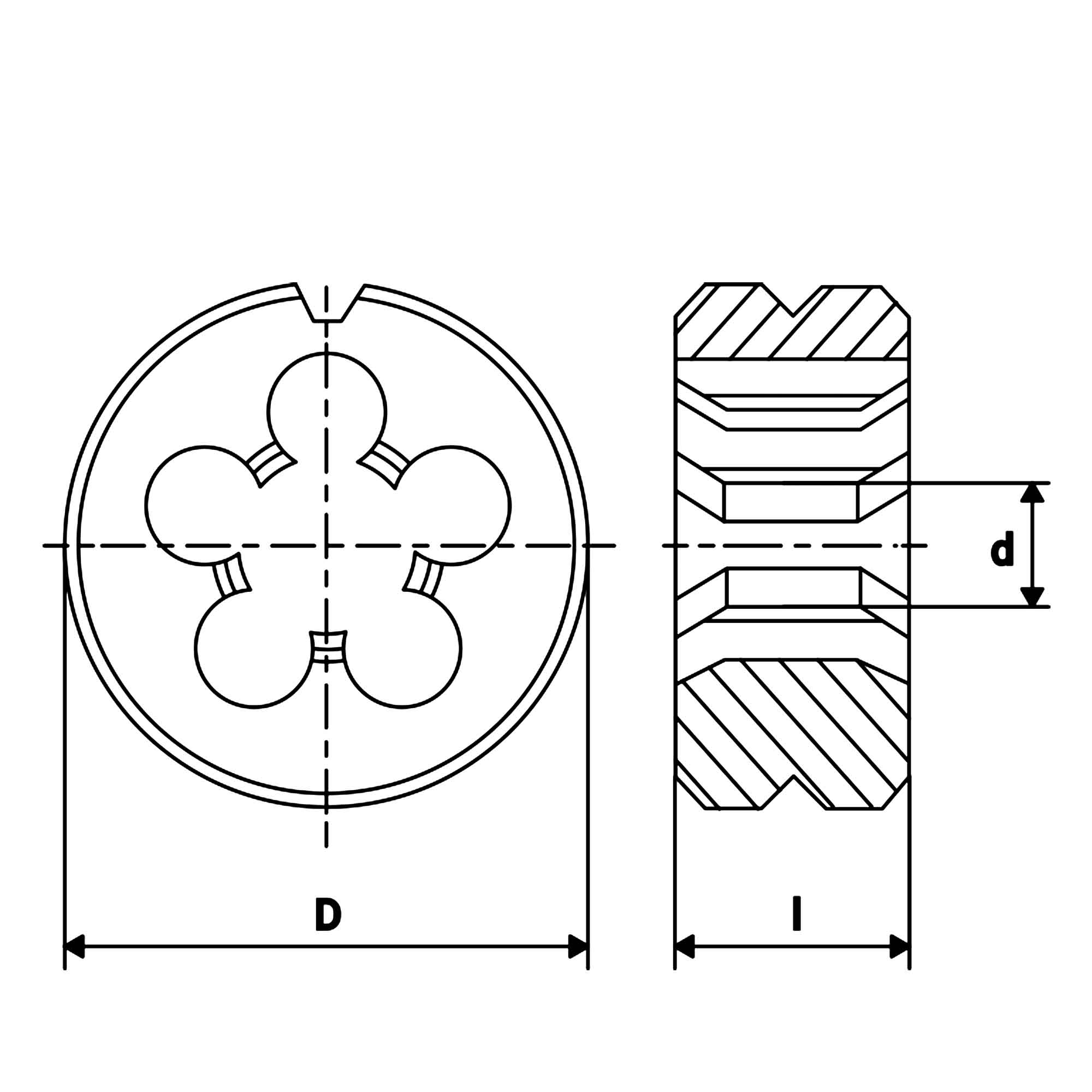 Плашка Volkel М14х2,0 HSS DIN EN 22568 6g 38х14мм V27454