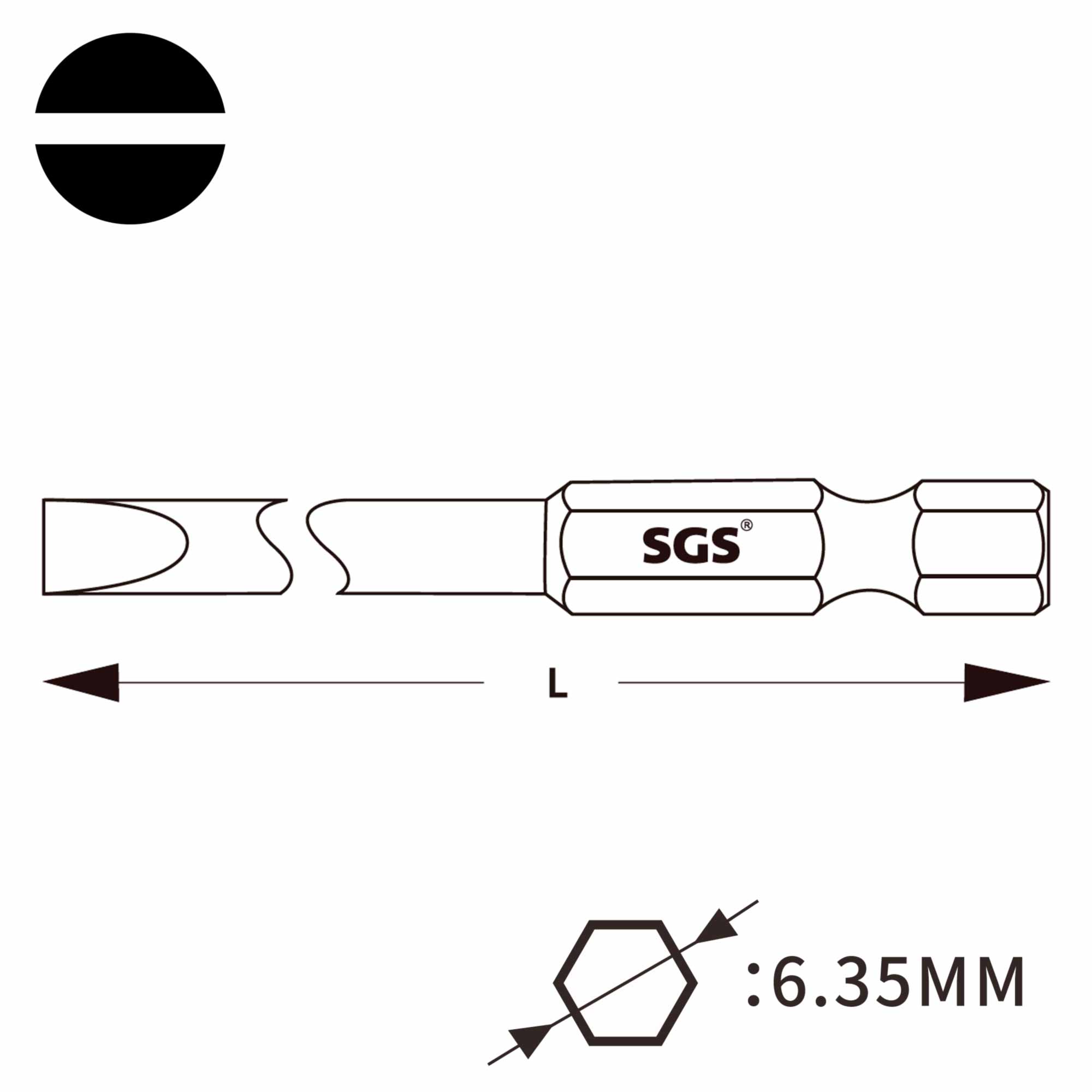 Бита шлицевая SGS SL5,0x0,8х75мм S2 1шт 6375-SL5.0